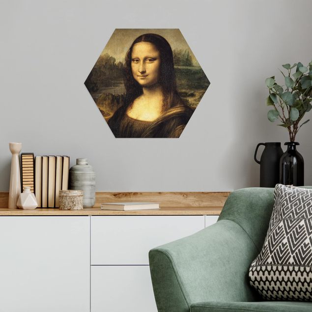 Hexagon Bild Alu-Dibond - Leonardo da Vinci - Mona Lisa