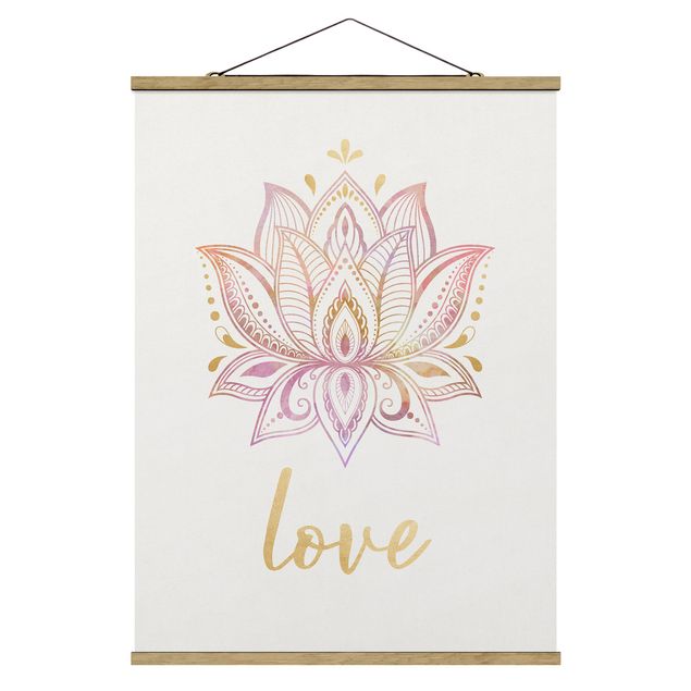Wandbilder Spirituell Mandala Namaste Lotus Set gold rosa