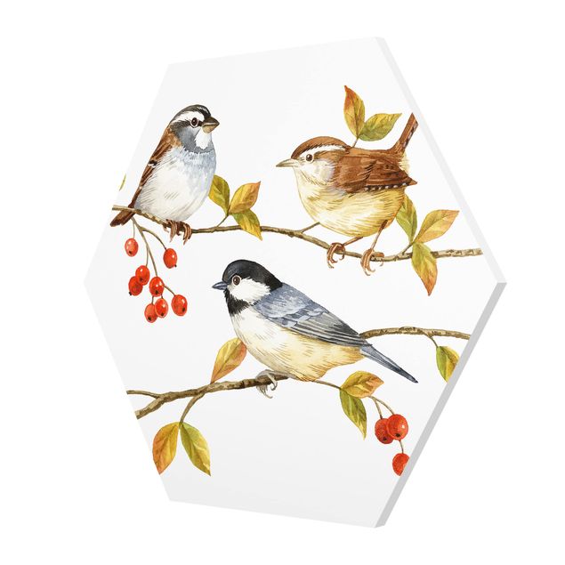 Wandbilder Vögel und Beeren - Meisen