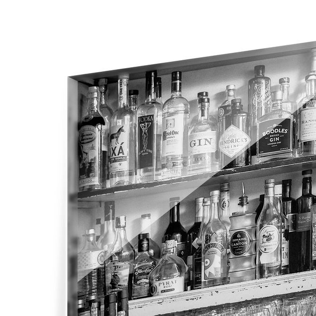Spritzschutz Glas - Bar Schwarz Weiß - Querformat - 2:1