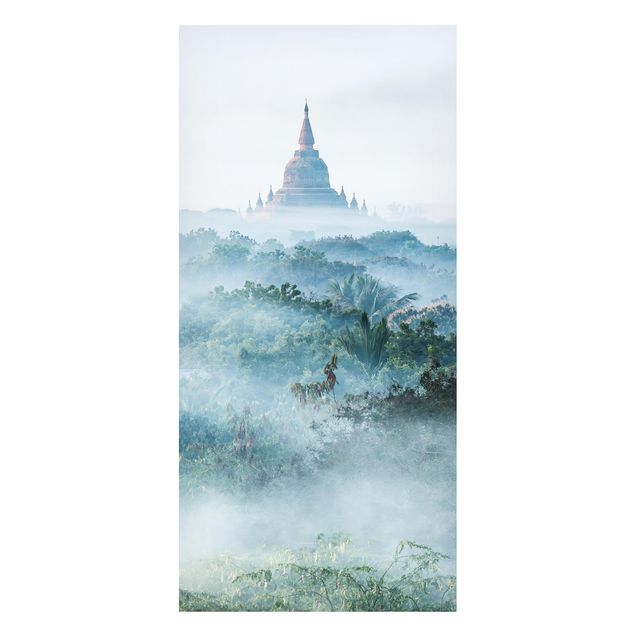 Wanddeko Küche Morgennebel über dem Dschungel von Bagan