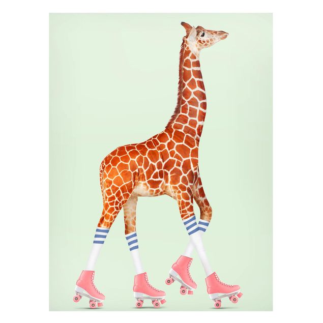 Kinderzimmer Deko Giraffe mit Rollschuhen