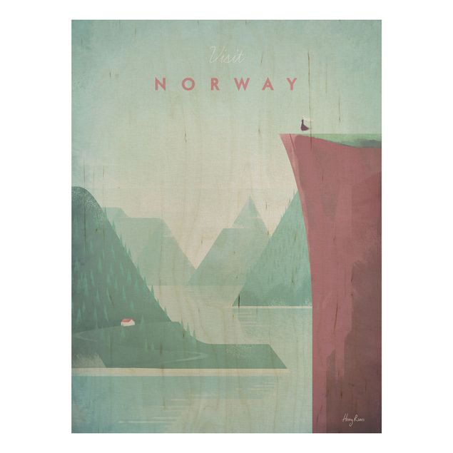 Holzbilder Landschaften Reiseposter - Norwegen