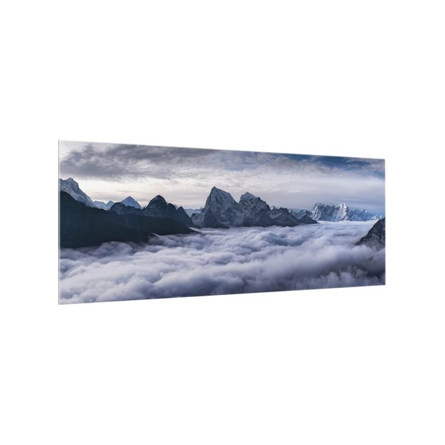 Spritzschutz Glas - Wolkenmeer im Himalaya - Panorama - 5:2