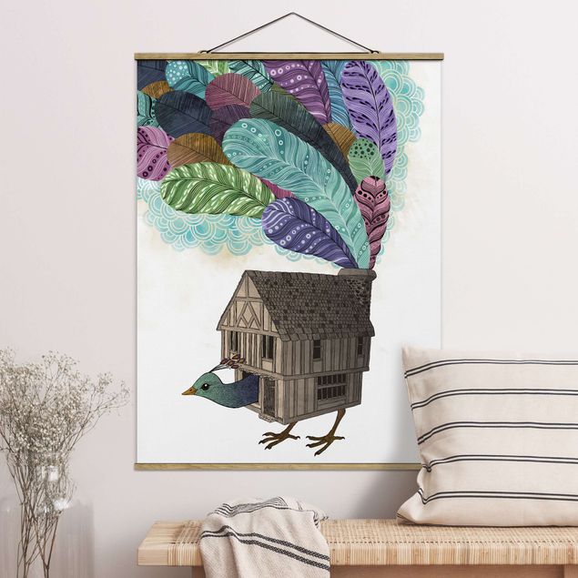 Küche Dekoration Illustration Vogel Haus mit Federn