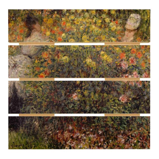 Holzbilder Blumen Claude Monet - Blumengarten