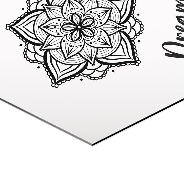 Bilder Hexagon Mandala Namaste Lotus Set Schwarz Weiß
