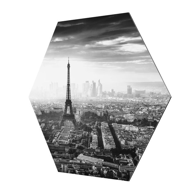 Wandbilder Der Eiffelturm von Oben Schwarz-weiß