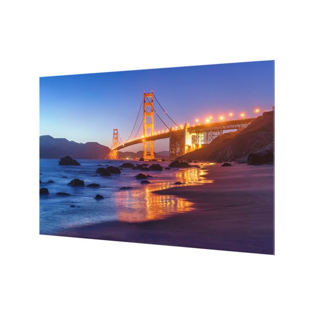Spritzschutz Glas - Golden Gate Bridge am Abend - Querformat 3:2