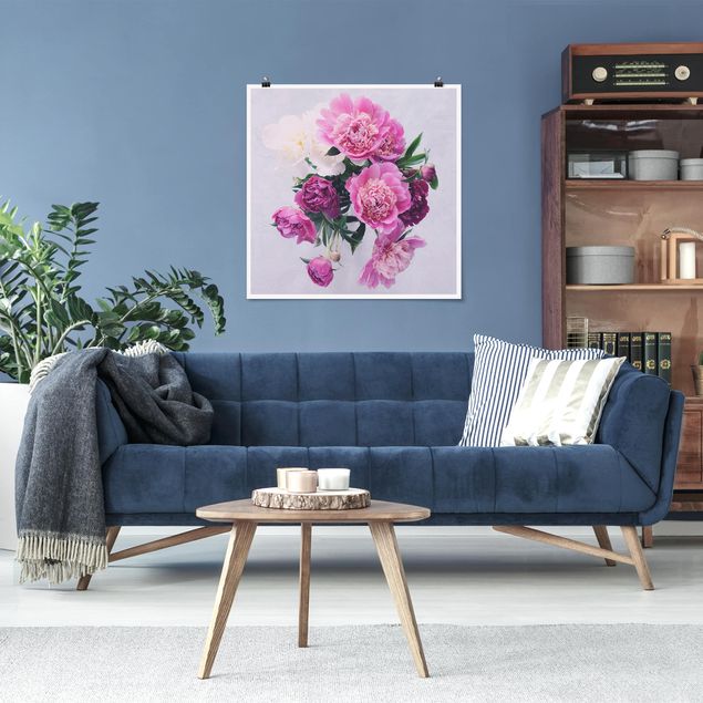 Wandbilder Floral Pfingstrosen Shabby Rosa Weiß