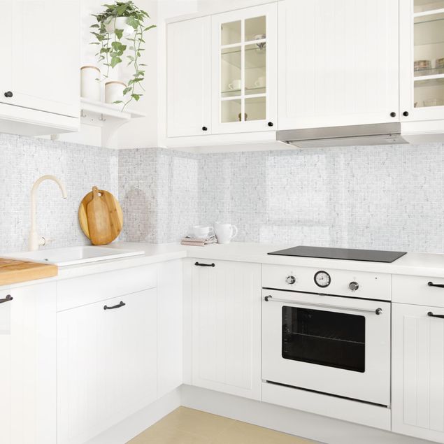 Küchenrückwand Folie Steinoptik Mosaikfliese Marmoroptik Bianco Carrara