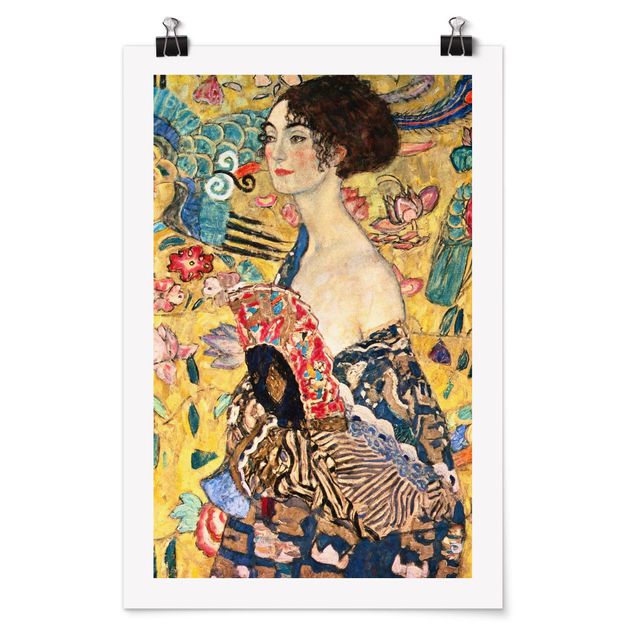 Kunstkopie Poster Gustav Klimt - Dame mit Fächer