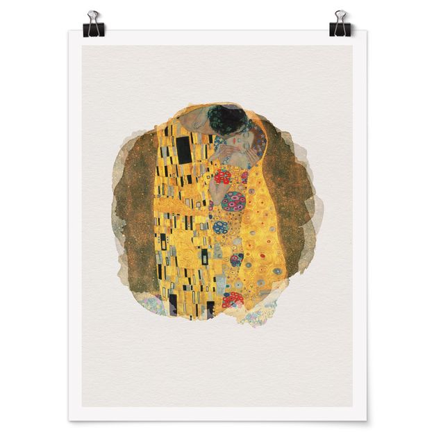 Kunstkopie Poster Wasserfarben - Gustav Klimt - Der Kuss