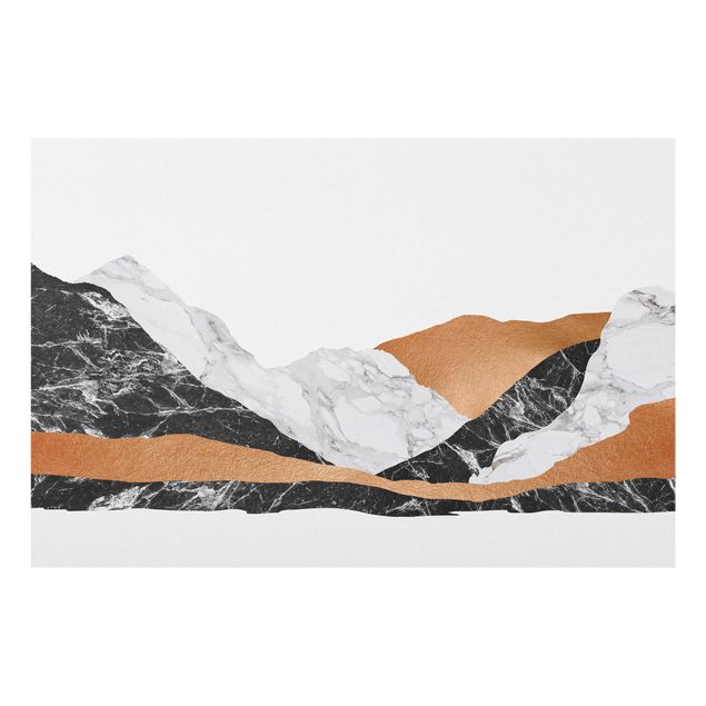 Spritzschutz Glas - Landschaft in Marmor und Kupfer - Querformat 3:2