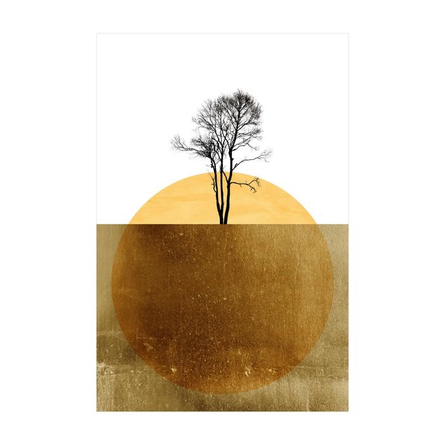Gold Teppich Goldene Sonne mit Baum