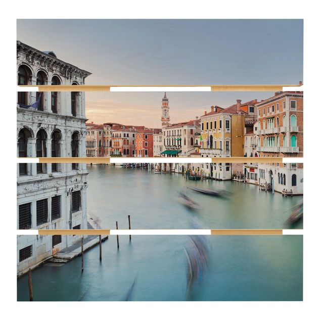 Bilder auf Holz Canale Grande Blick von der Rialtobrücke Venedig