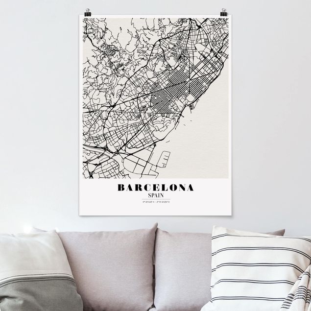 Küchen Deko Stadtplan Barcelona - Klassik