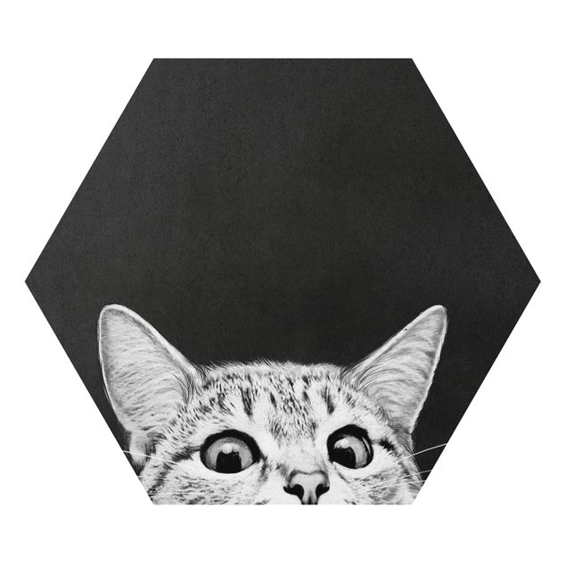 Wandbilder Modern Illustration Katze Schwarz Weiß Zeichnung