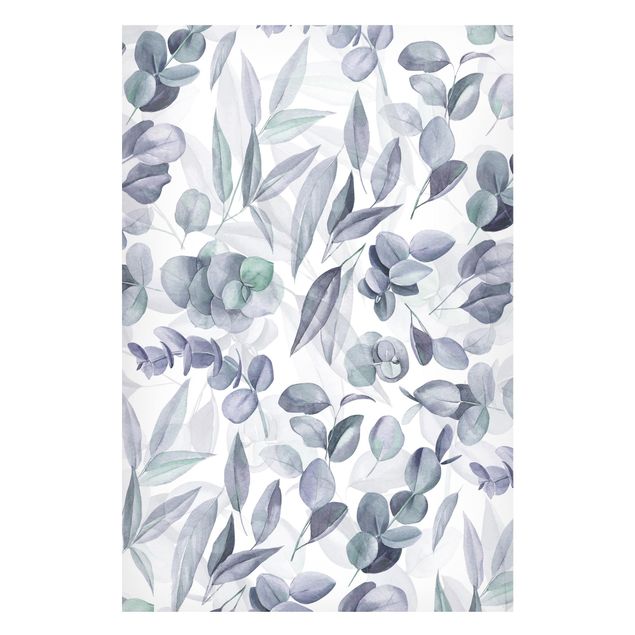 Magnettafeln Blumen Blaue Eukalyptus Aquarellblätter