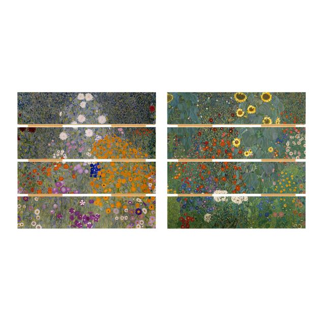 Holzbilder Blumen Gustav Klimt - Im grünen Garten