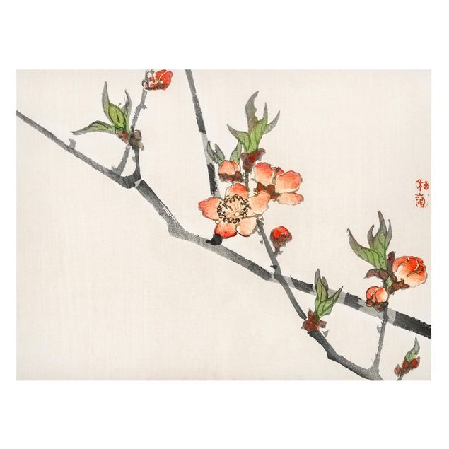 Magnettafel Blume Asiatische Vintage Zeichnung Kirschblütenzweig