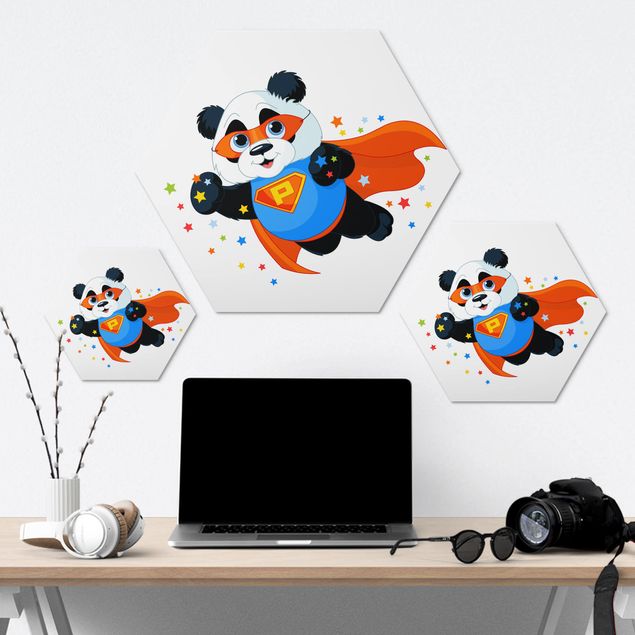 Hexagon Bild Alu-Dibond - Super Panda