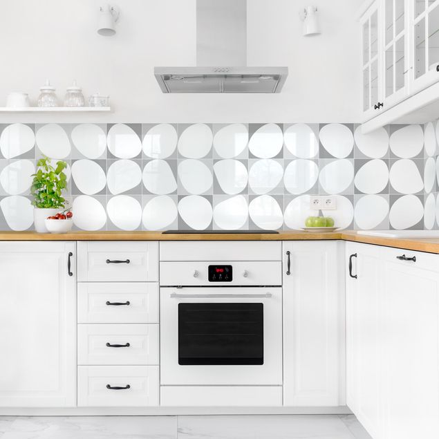 Küchenrückwand Folie Fliesenoptik Oval Fliesen - Grau