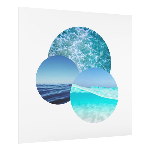 Spritzschutz Glas - Ozeane im Kreis - Quadrat 1:1