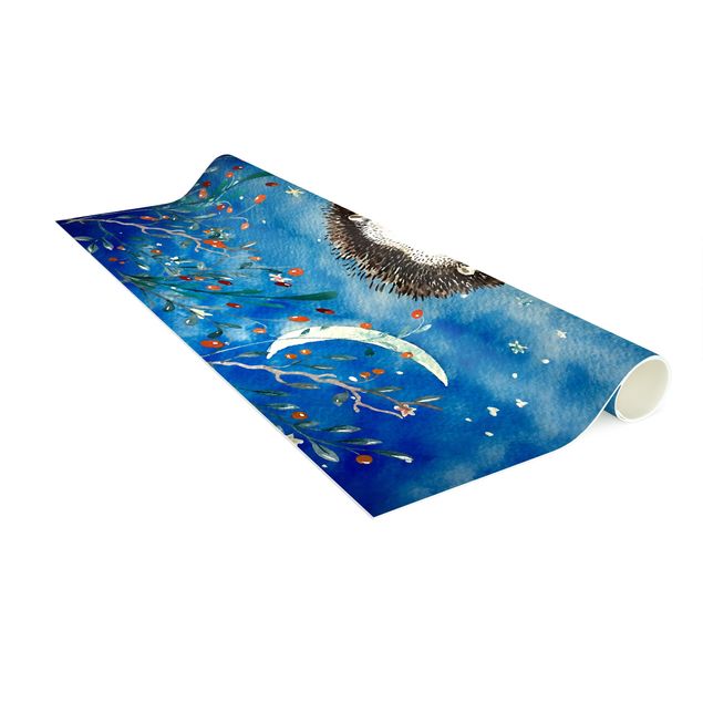 Moderne Teppiche Aquarell Igel im Mondschein