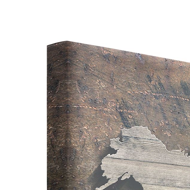 Leinwandbilder kaufen Holz Rost Weltkarte