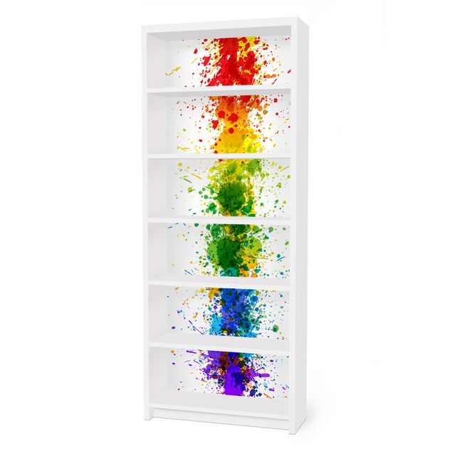 Möbelfolie für IKEA Billy Regal - Klebefolie Rainbow Splatter