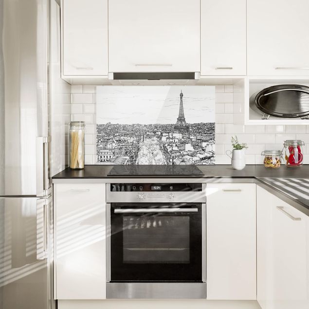 Spritzschutz Küche Glas Stadtstudie - Paris