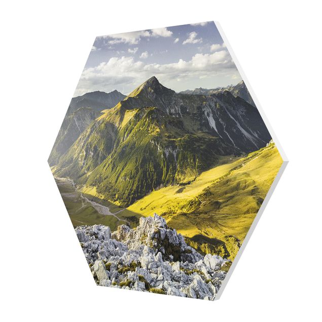 Bilder auf Hartschaumplatte Berge und Tal der Lechtaler Alpen in Tirol