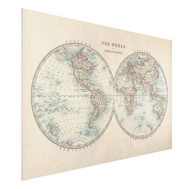 Küche Dekoration Vintage Weltkarte Die zwei Hemispheren