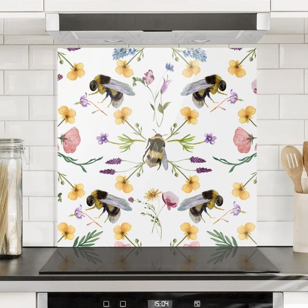 Küche Dekoration Bienen mit Blumen