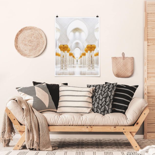 Poster Skylines Moschee in Gold