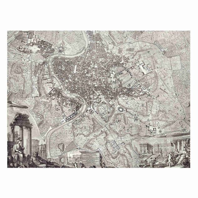 Wandbilder Italien Vintage Stadtplan Rom