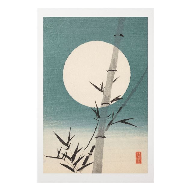 Wandbilder Bambus Japanische Zeichnung Bambus und Mond