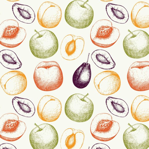 Klebefolie - Handgezeichnetes Obst Küchen-Muster