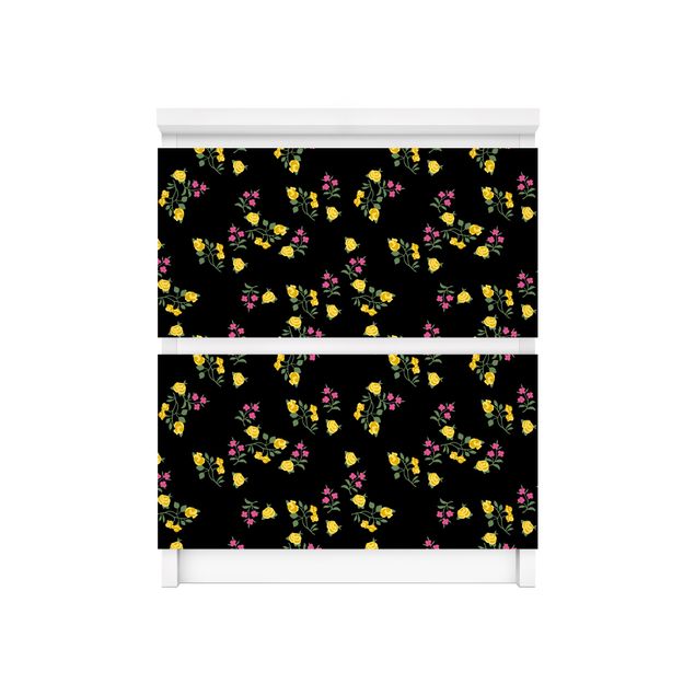 Klebefolie schwarz Mille fleurs Muster