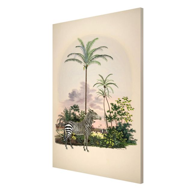 Wandbilder Landschaften Zebra vor Palmen Illustration