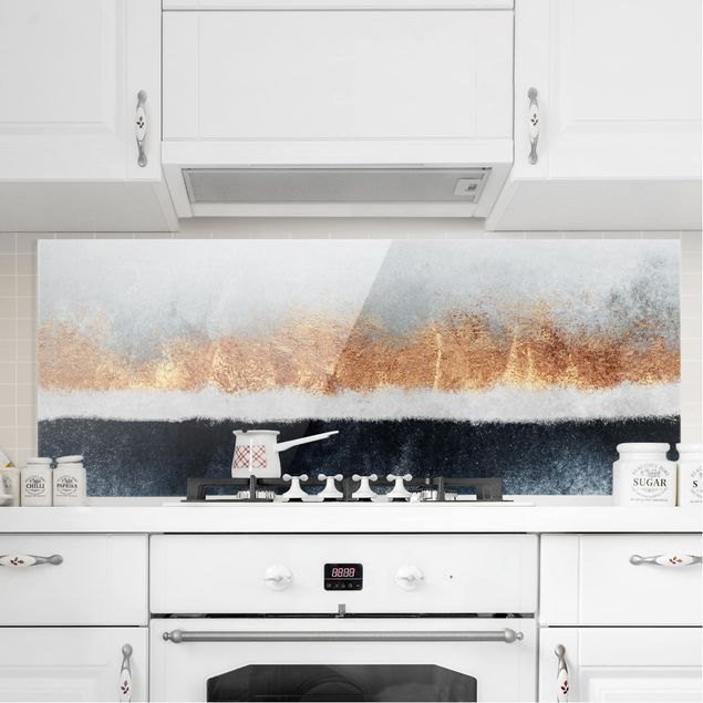 Küche Dekoration Goldener Horizont Aquarell