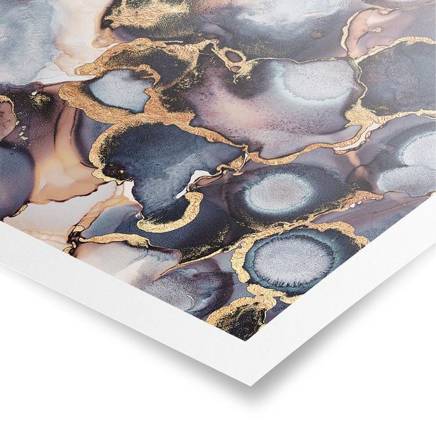 Elisabeth Fredriksson Kunstdrucke Marmor Aquarell mit Gold