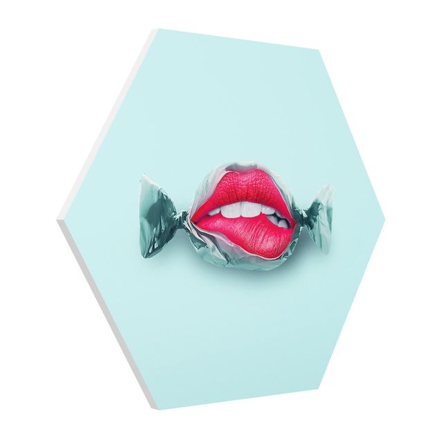 Foto auf Hartschaumplatte Bonbon mit Lippen