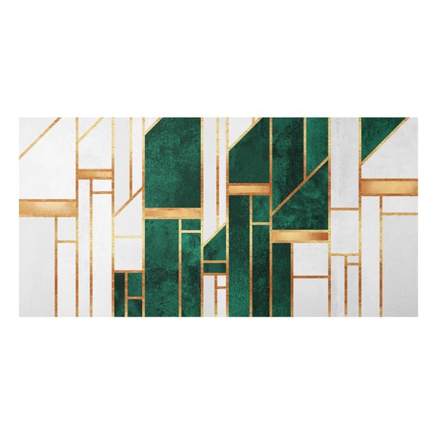 Wandbilder Kunstdrucke Emerald und Gold Geometrie