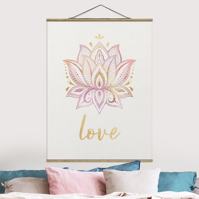 Wanddeko Küche Lotus Illustration Love gold rosa