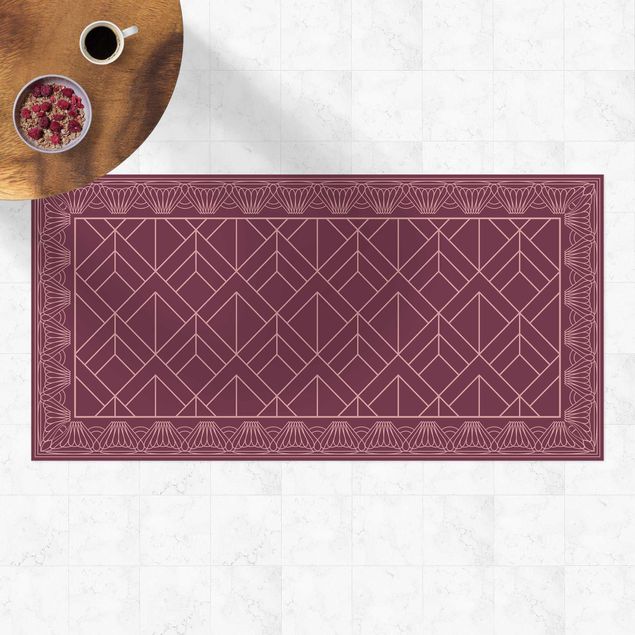 Aussen Teppich Art Deco Schuppen Muster mit Bordüre