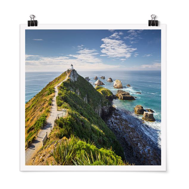 Wandbilder Landschaften Nugget Point Leuchtturm und Meer Neuseeland