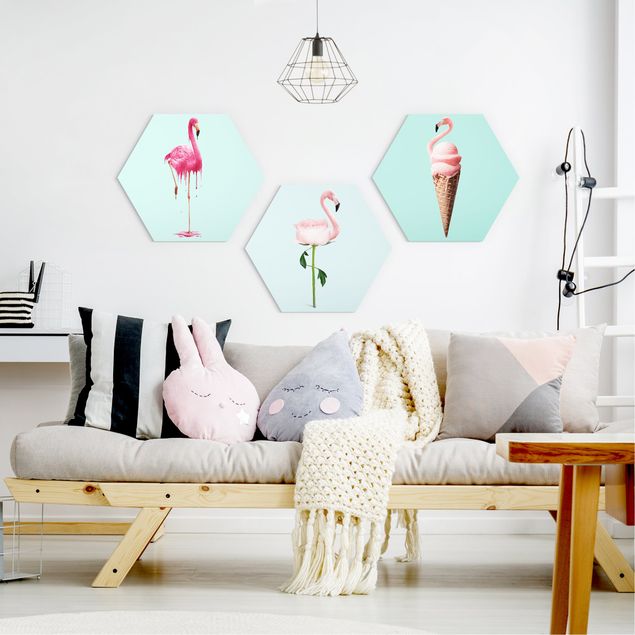 Wandbilder Modern Flamingo Set