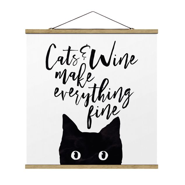 Wandbilder Modern Cats and Wine make everything fine